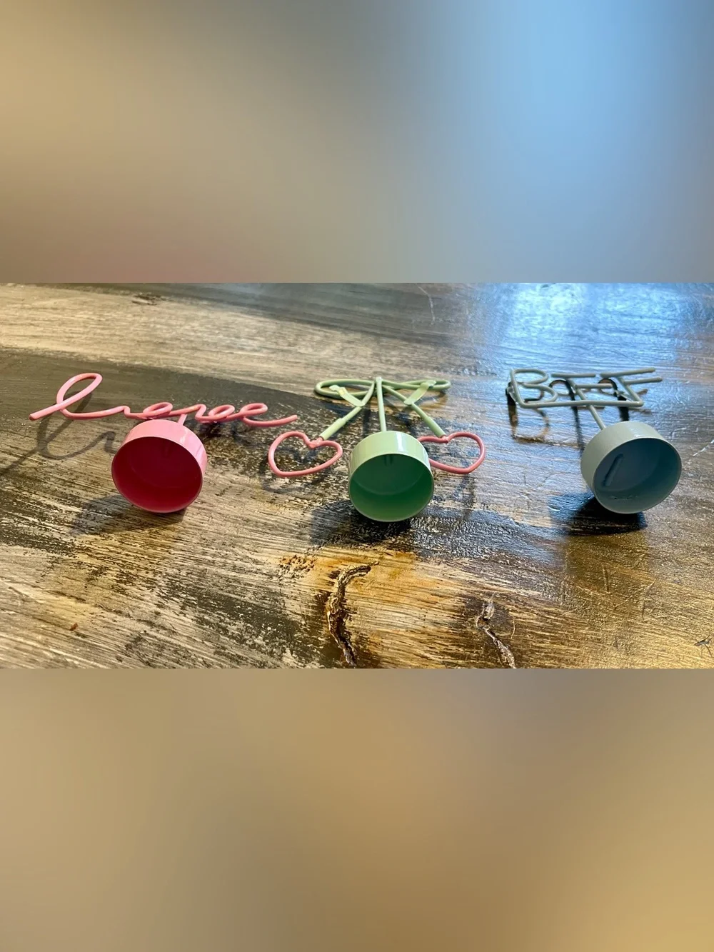 Target Bullseye’s Playground Metal Photo Holders | Love, Heart Cherries & BFF